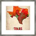 Texas Watercolor Map Framed Print