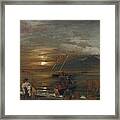 The Bay Of Naples In The Moonlight Framed Print