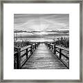 The Beach Is Calling Black And White Framed Print