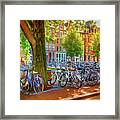 The Bicycles Of Amsterdam Watercolor Painting Framed Print