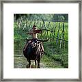 The Boy Playing The Red Violin In Thailand, Asia Framed Print