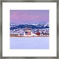 The Flag Barn And The Mountains Framed Print