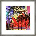 The Flamingo Neon Sign And Palm Trees Wide Framed Print