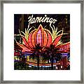The Flamingo Neon Sign At Night Framed Print