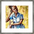 The Girl With The Blue Dress Framed Print