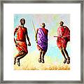 The Maasai Jump Framed Print
