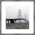 The Mighty Mackinaw Bridge Stands Strong Framed Print