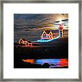 The Supermoon Rising Over The Nubble Lighthouse York Maine Reflection Framed Print