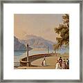 The Terrace Of The Villa Melzi Overlooking Lake Como Framed Print