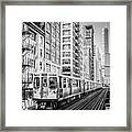 The Wabash L Train In Black And White Framed Print