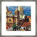 The Walled City In Cartagena De Indias Colombia Framed Print
