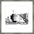 Thessaloniki Skyline City Black Framed Print