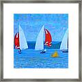 Three Red Sails Framed Print