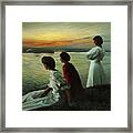 Three Young Ladies Enjoying The Warm Summer Framed Print