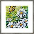 Tiger And Daisies Framed Print