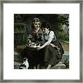 To Little Girls With Cats Framed Print