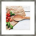 Tomatoes On Wooden Spoon Still Life Framed Print