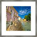 Town Of Bjelovar Fountain And Square View Framed Print