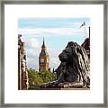 Trafalgar Square Lion With Big Ben Framed Print