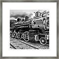 Train - Steam Engine Locomotive 385 in black and white Framed Print