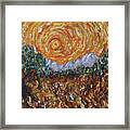 Trees, Yellow Sky And Sun Inspired By Vincent Van Gogh's Paintin Framed Print