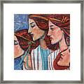 Tribute To Art Nouveau, Pastel Painting, Fine Art, Redhaired Girls Framed Print