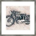 Triumph Speed Twin - 1937 - Vintage Motorcycle Poster - Automotive Art Framed Print