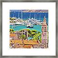 Trogir Landmarks And Turquoise Sea View Framed Print