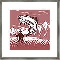 Trout Jumping Fisherman Framed Print