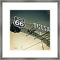 Tulsa Retro Route 66 - Vintage Sepia Square Edition Framed Print