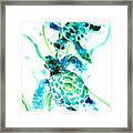 Turquoise Indigo Sea Turtles Framed Print