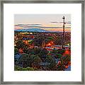 Twilight Panorama Of Downtown Santa Fe From Cross Of The Martyrs - New Mexico Framed Print