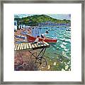 Two Boys On The Landing Stage, Teignmouth Framed Print