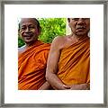 Two Happy Laughing Buddhist Monks In Robes Hat Yai Thailand Framed Print