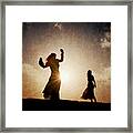 Two Women Dancing At Sunset Framed Print