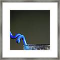 Twsited Blue Coffee Glass Straw Minimalism Framed Print