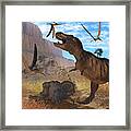 Tyrannosaurus Meeting Framed Print