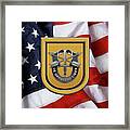 U. S.  Army 1st Special Forces Group - 1  S F G  Beret Flash Over American Flag Framed Print