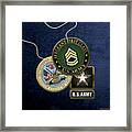 U. S. Army Sergeant First Class   -  S F C  Rank Insignia With Army Seal And Logo Over Blue Velvet Framed Print