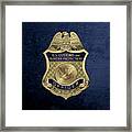 U. S.  Customs And Border Protection -  C B P  Officer Badge Over Blue Velvet Framed Print