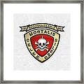 U S M C  3rd Reconnaissance Battalion -  3rd Recon Bn Insignia Over White Leather Framed Print