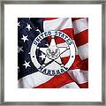U. S. Marshals Service  -  U S M S  Badge Over American Flag Framed Print