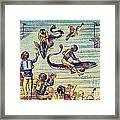 Underwater Race, 1900s French Postcard Framed Print