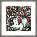 Unicorn With Red Roses And Butterflies Framed Print