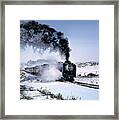 Union Pacific 8444 Steam Locomotive In The Snow Framed Print