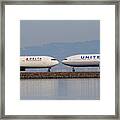 United Airlines And Delta Airlines Jet Airplane At San Francisco International Airport Sfo . 7d12091 Framed Print