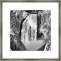 Upper Yellowstone Falls In Black And White Framed Print