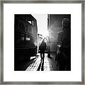 Urban Encounter - Dublin, Ireland - Black And White Street Photography Framed Print