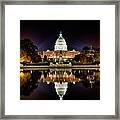 Us Capitol Building And Reflecting Pool At Fall Night 1 Framed Print