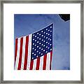 United States Flag Between Fire Ladders Framed Print